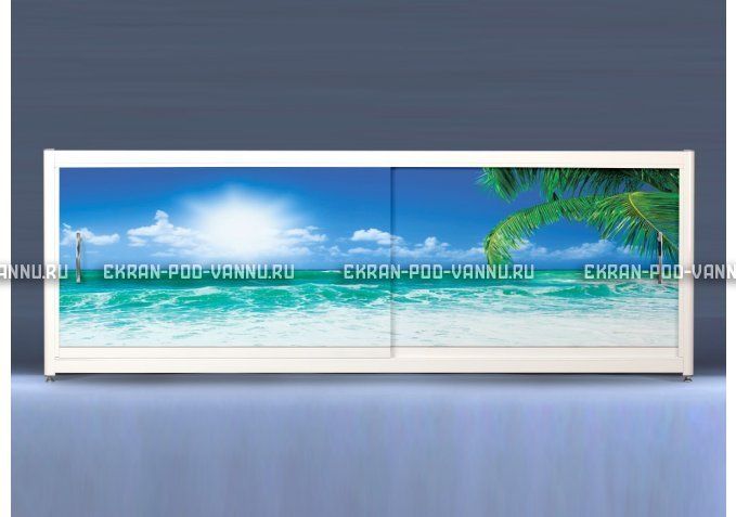 Экран на роликах EUROPLEX Пляж – купить по цене 12400 руб. в интернет-магазине в городе Мурманск картинка 1