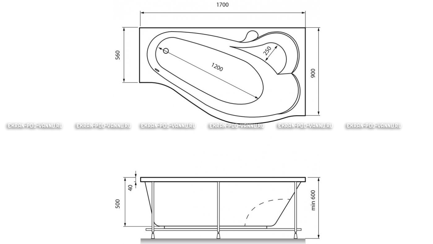 Акриловая ванна Relisan Isabella 170x90x60 – купить по цене 24130 руб. в интернет-магазине в городе Мурманск картинка 13