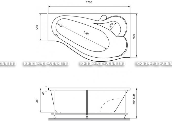 Акриловая ванна Relisan Isabella 170x90x60 – купить по цене 24130 руб. в интернет-магазине в городе Мурманск картинка 4