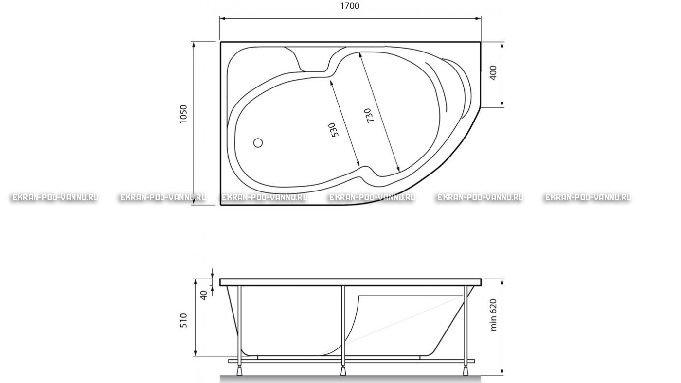Акриловая ванна Relisan Sofi 170x105 – купить по цене 23480 руб. в интернет-магазине в городе Мурманск картинка 13