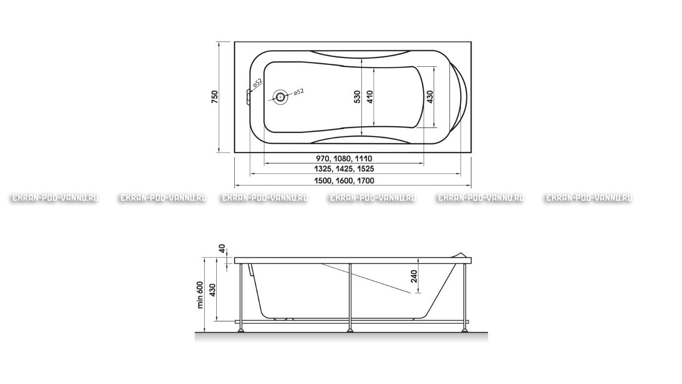 Акриловая ванна Relisan Elvira 150x75 – купить по цене 15260 руб. в интернет-магазине в городе Мурманск картинка 10