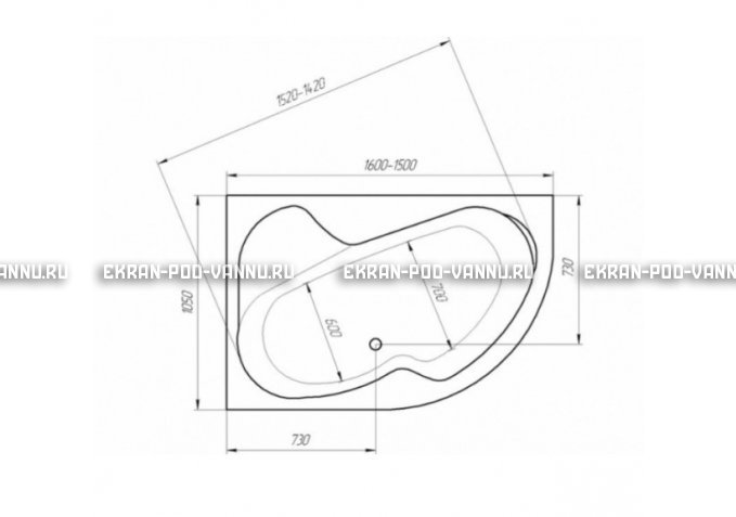 Акриловая ванна 1MarKa Aura 150x105 – купить по цене 16250 руб. в интернет-магазине в городе Мурманск картинка 3