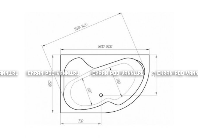 Акриловая ванна 1MarKa Imago 160x105 – купить по цене 16700 руб. в интернет-магазине в городе Мурманск картинка 3