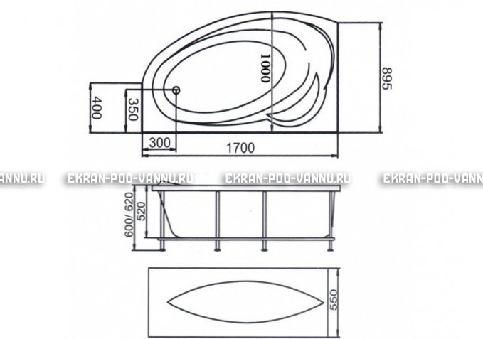 Акриловая ванна 1MarKa Julianna 170x100 – купить по цене 21320 руб. в интернет-магазине в городе Мурманск картинка 3