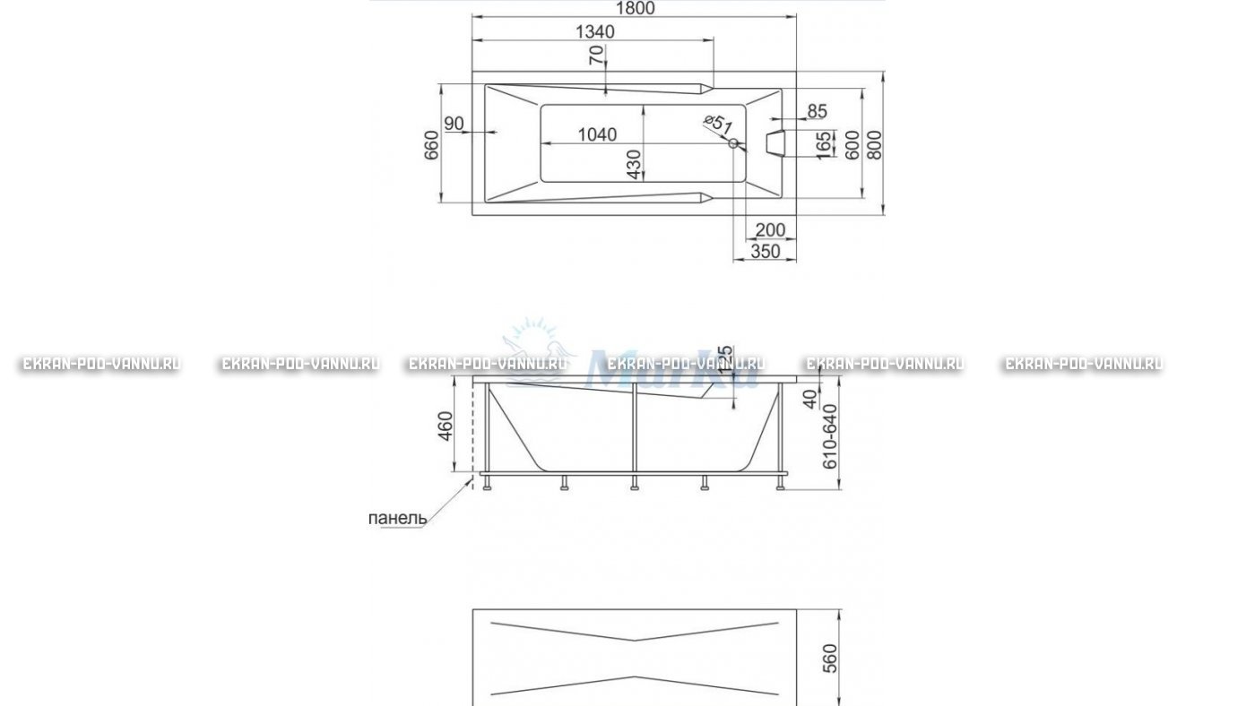 Акриловая ванна 1MarKa Raguza 180x80 – купить по цене 17854 руб. в интернет-магазине в городе Мурманск картинка 13