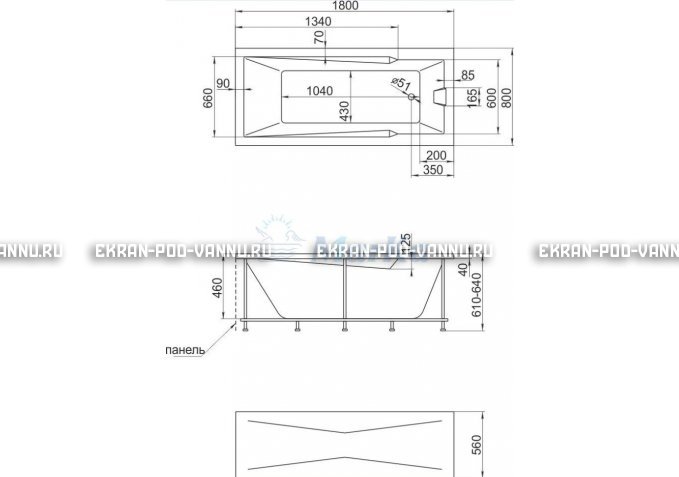 Акриловая ванна 1MarKa Raguza 180x80 – купить по цене 17854 руб. в интернет-магазине в городе Мурманск картинка 4