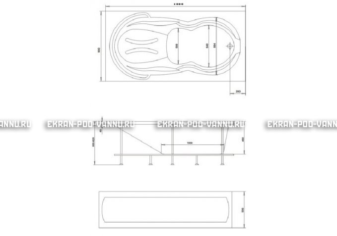Акриловая ванна 1MarKa Taormina 180x90 – купить по цене 17670 руб. в интернет-магазине в городе Мурманск картинка 3