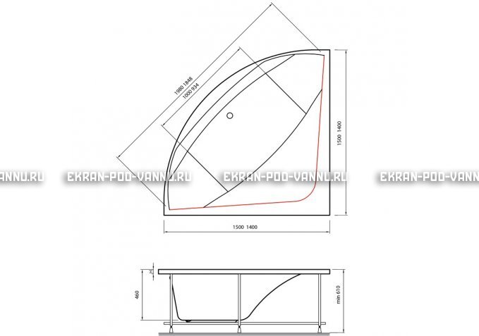 Акриловая ванна Vayer Boomerang 140x140 – купить по цене 53070 руб. в интернет-магазине в городе Мурманск картинка 4