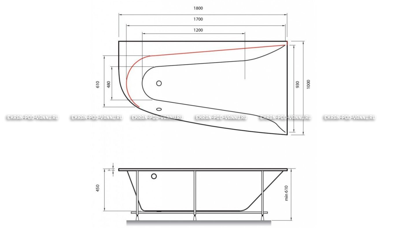 Акриловая ванна Vayer Boomerang 180x100 – купить по цене 53030 руб. в интернет-магазине в городе Мурманск картинка 13