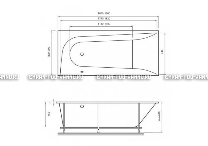 Акриловая ванна Vayer Boomerang 180x80 – купить по цене 43210 руб. в интернет-магазине в городе Мурманск картинка 4