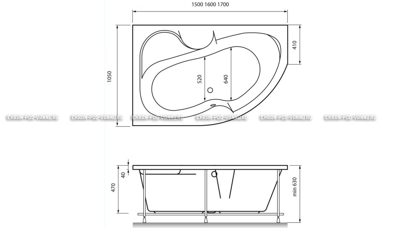 Акриловая ванна Vayer Azalia 160x105 – купить по цене 28220 руб. в интернет-магазине в городе Мурманск картинка 16