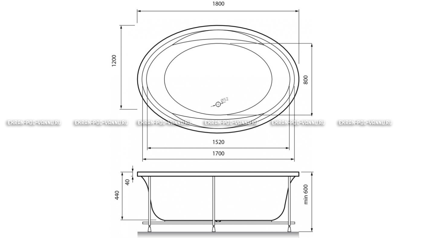 Акриловая ванна Vayer Opal 180x120 – купить по цене 33850 руб. в интернет-магазине в городе Мурманск картинка 13