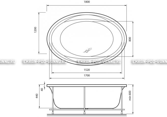 Акриловая ванна Vayer Opal 180x120 – купить по цене 33850 руб. в интернет-магазине в городе Мурманск картинка 4