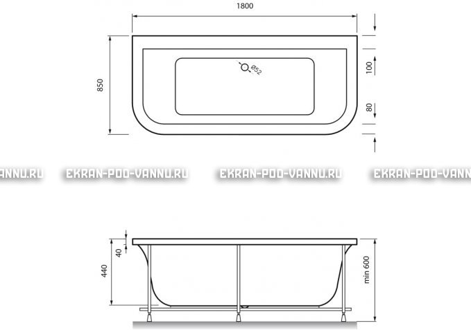 Акриловая ванна Vayer Options BTW 180x85 – купить по цене 25880 руб. в интернет-магазине в городе Мурманск картинка 4